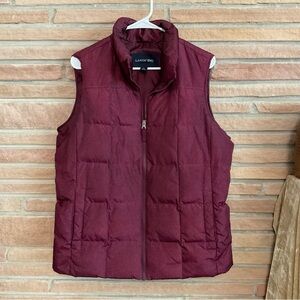 Lands End Burgundy DOWN Puffer Vest Women’s Large